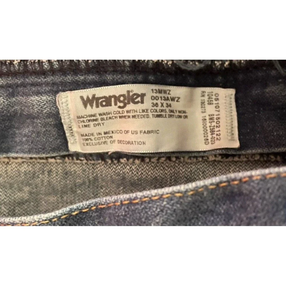 Mens Vintage WRANGLER 34x32” WORK Jeans Straight Medium Wash 13MWZ USA